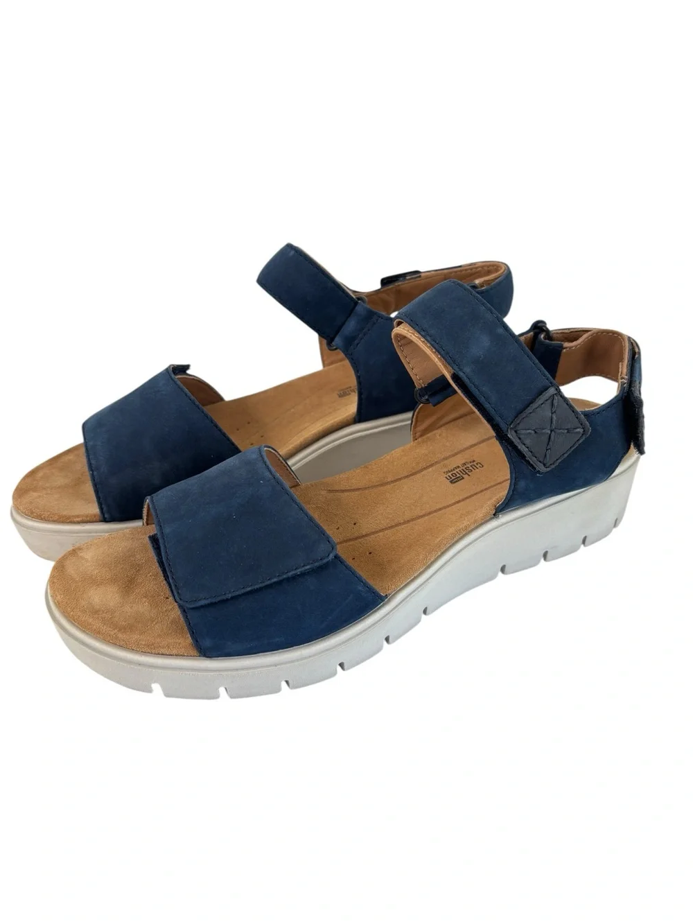 Clarks Un Karely Bay Slingback Comfort Sandals Sz 10 Ankle Strap Adjustable Navy